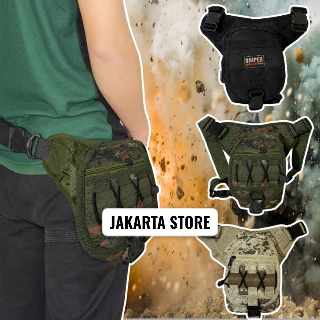 Tas Selempang Tas Paha PriaTactical / Tas Pinggang army Tas Jualan / tas pria keren loreng kekinian