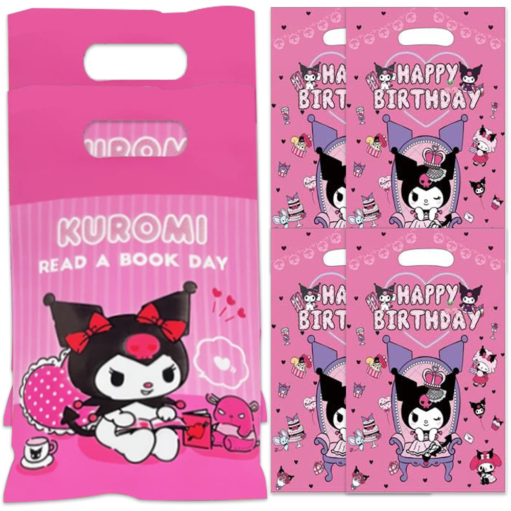 

10pcs/lot Kuromi Cartoon Theme Girls Favors Birthday Party Candy Surprise Plastic Decorations Gifts Goodie Loot Bag