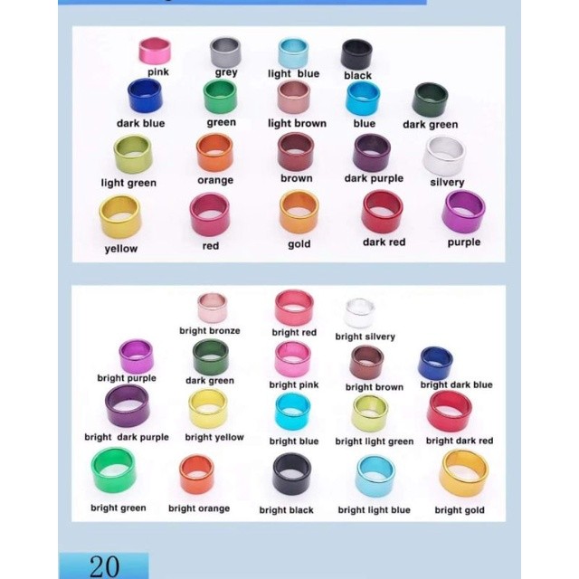 RING BURUNG MERPATI LOVEBIRD PERKUTUT MURAI KENARI PENTET JALAK PUTER POLOS TANPA IDENTITAS