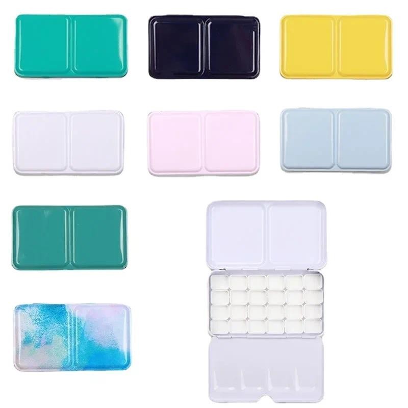 

Professional Empty Palette Painting Storage Tray Paint Tin Iron Box with Pans For Watercolor/Oil/ Acrylic Paints Art Supplies