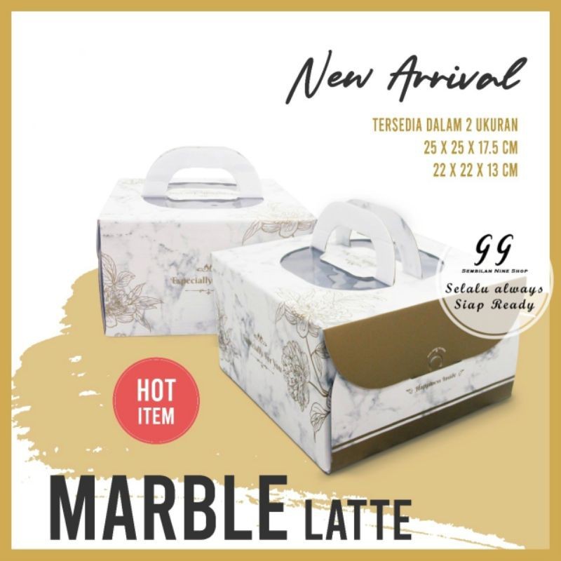

Cake Box HANDLE MARBLE LATTE NICOLE PACK Kotak Kue Marble Putih Box Kue