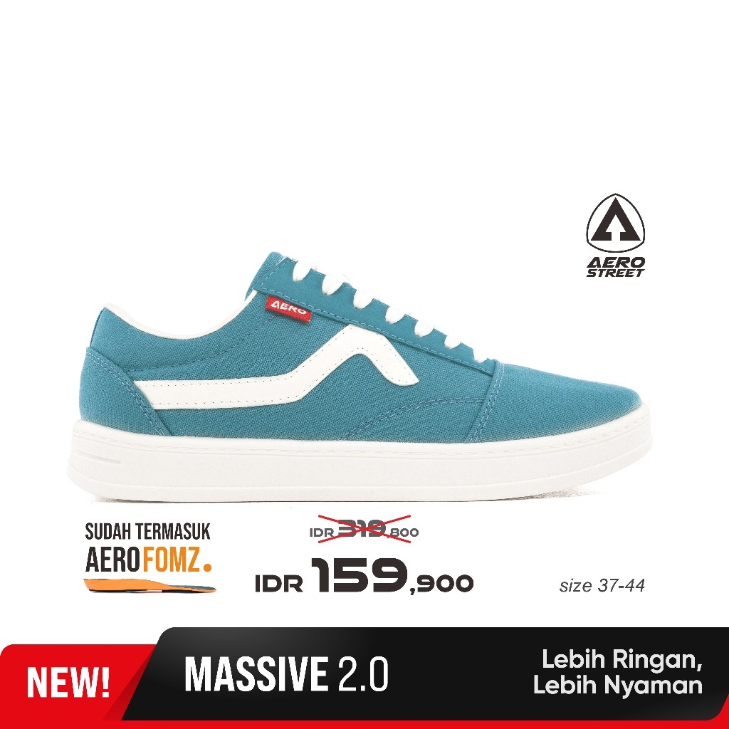Original Aerostreet 37-44 Massive Low 2.0 Natural Biru Tua Pastel - Sepatu Sneakers Casual