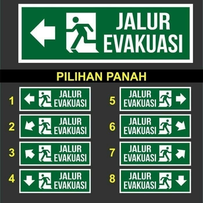 

SIGN AKRILIK K3 SAFETY PETUNJUK ARAH JALUR EVAKUASI 10 X 30CM