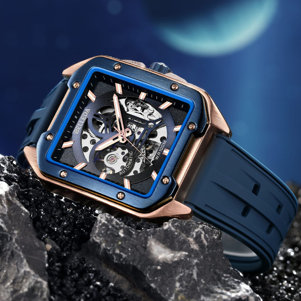 Jam Tangan Belleda Automatic Segi 9572 Rubber Original Tanpa Baterai Anti Air