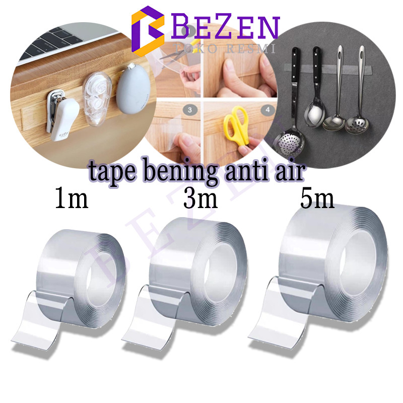 

nano double tape transparan ukuran 1 meter, 3 meter, 5 meter / tape bening anti air/ double tape multifungsi/tape transparan