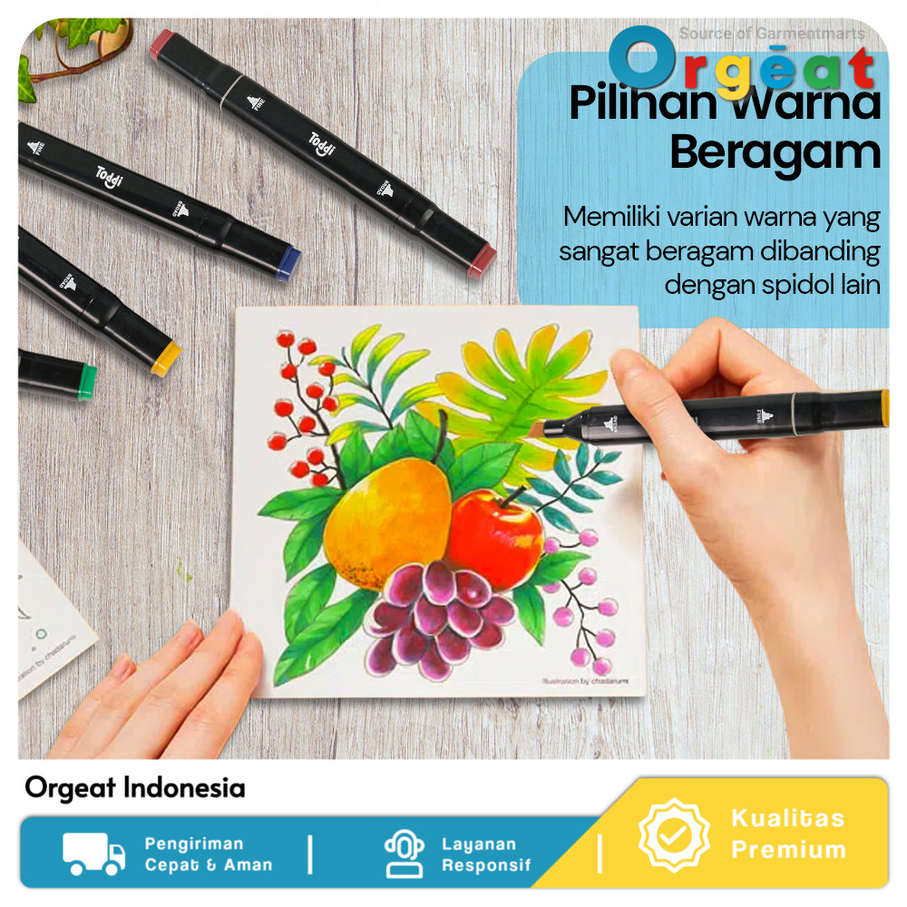 

Spidol Warna Sketsa Dual Side Fine Art Marker Brush Pen Animation isi 12/24/30/48/60/80 Smooth Ink Multi Color Orgeat Indonesia