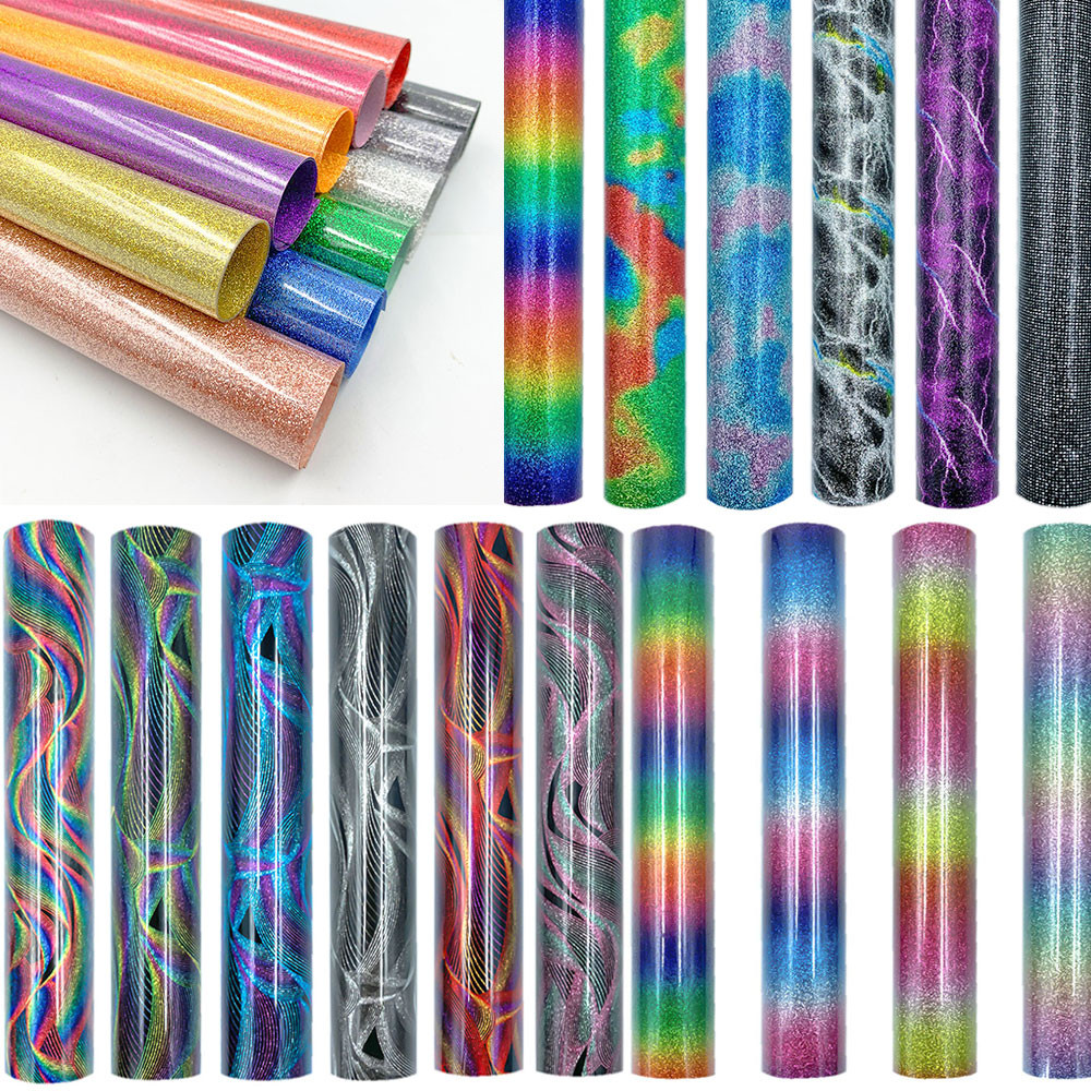 

Glitter HTV Heat Transfer Vinyl Film for Iron on Tshirts Bag Vinyl for All Cutter Machine Easy to Weed for Heat Vinyl Design DIY