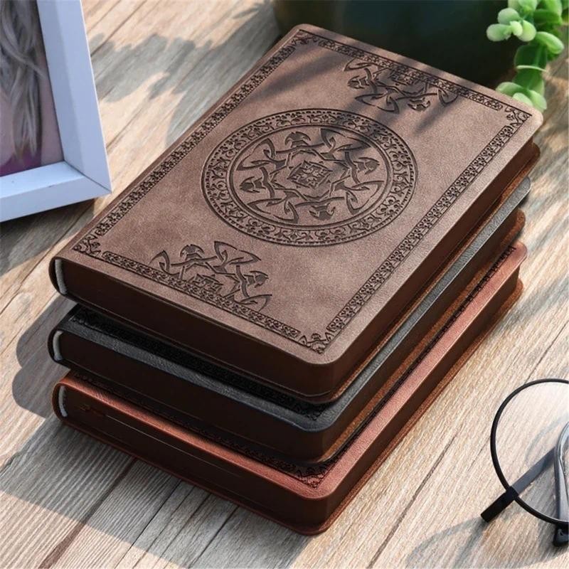 

Vintage Journal Notepad Embossed Leather Notebook Thick Eye-caring Kraft Papers for Teacher Designer Journaling Writing