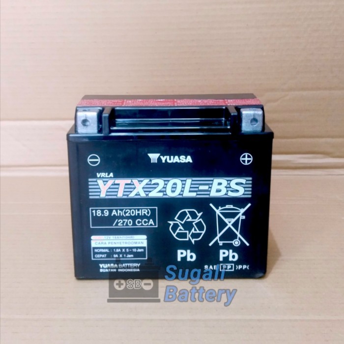 AKI MOTOR YUASA YTX20L-BS 18.9AH MF ACCU KERING ORIGINAL YUASA