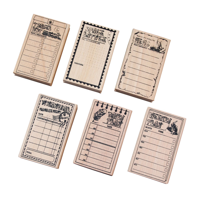

1pcs/lot vintage mulifunction plan template wooden stamp DIY decoration stamp for school and office suppliers