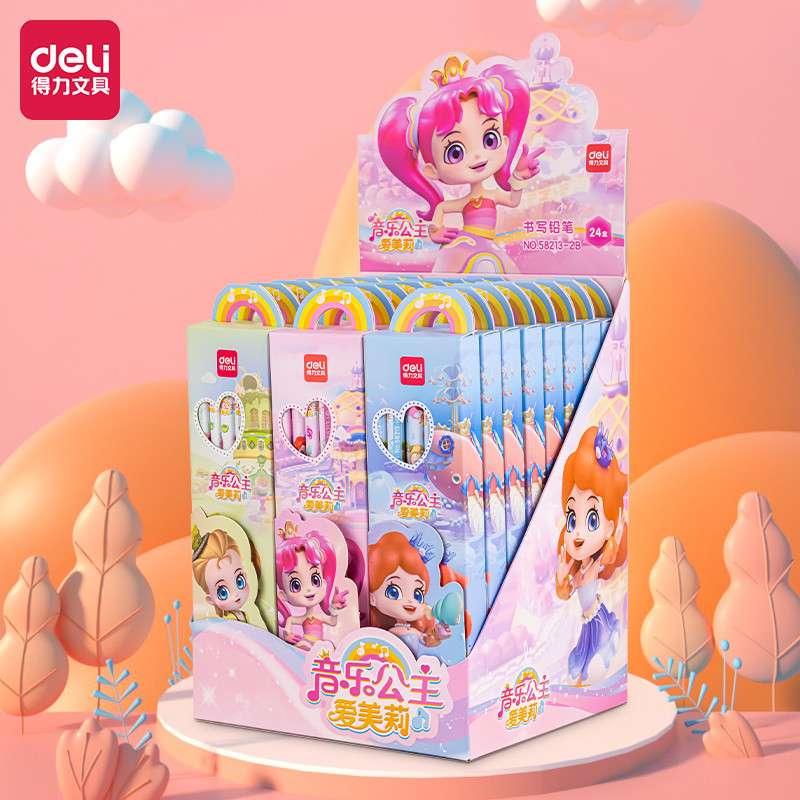 

Deli Music Princess Emili 58213 Pencil Triangle Rod elementary school kindergarten HB writing cute pencil