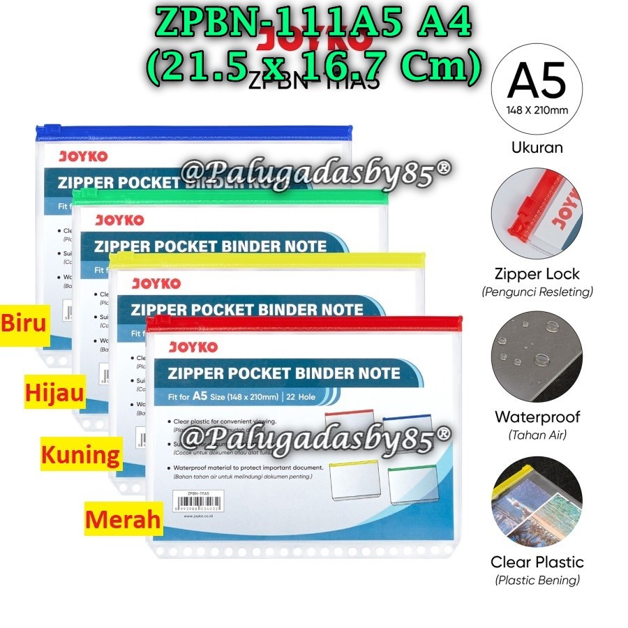 

(1 Biji) Zipper Pocket JOYKO ZPBN-111A5 A5 / Zipper Pocket Binder Note A5 Joyko ZPBN-111A5