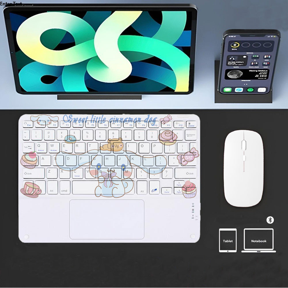 Cute love Pacha dog light and convenient simple white Bluetooth keyboard and mouse
