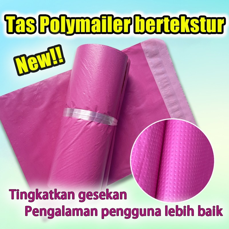 

GERUSANBUPLAS Pink bertekstur kantong packing packaging baju plastik tebal meteran anti sobek kantong packing