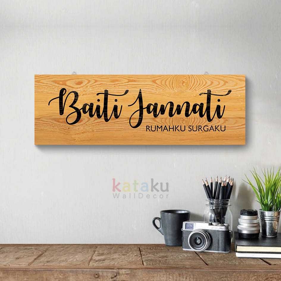 Hiasan Dinding Rumah Quotes Baiti Jannati Rustic Sign Wall Decoration