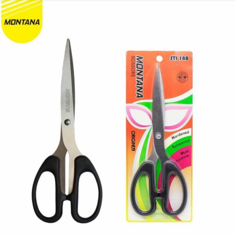 

(GTT) Gunting Montana premium STI-180 Gagang Hitam Kotak | Stainless Steel