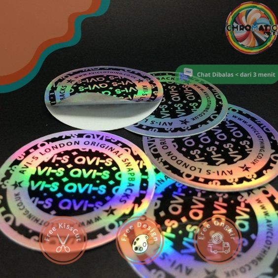 

chromatic SBH 7-15 Cetak Stiker Logo Bulat Custom Sticker Olshop Makanan Bahan Hologram Waterproof