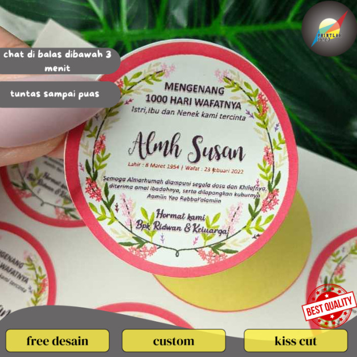 

PrintLab 2-4 Stiker Haul Tahlil Pengajian Mengenang Wafatnya 40 100 1000 Hari Tahlilan Sticker