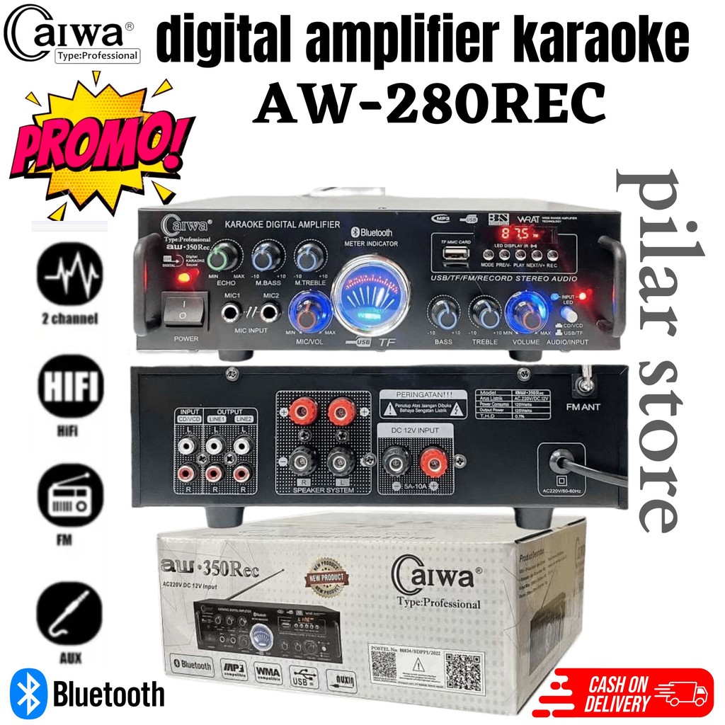 Amplifier Profesional USB + TF + Dual Record + Digital LED display + Bluetooth + 1M ndikator Meter V