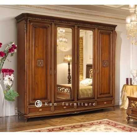 lemari pakaian jati, almari pakaian jati 4 pintu  | Kun furniture