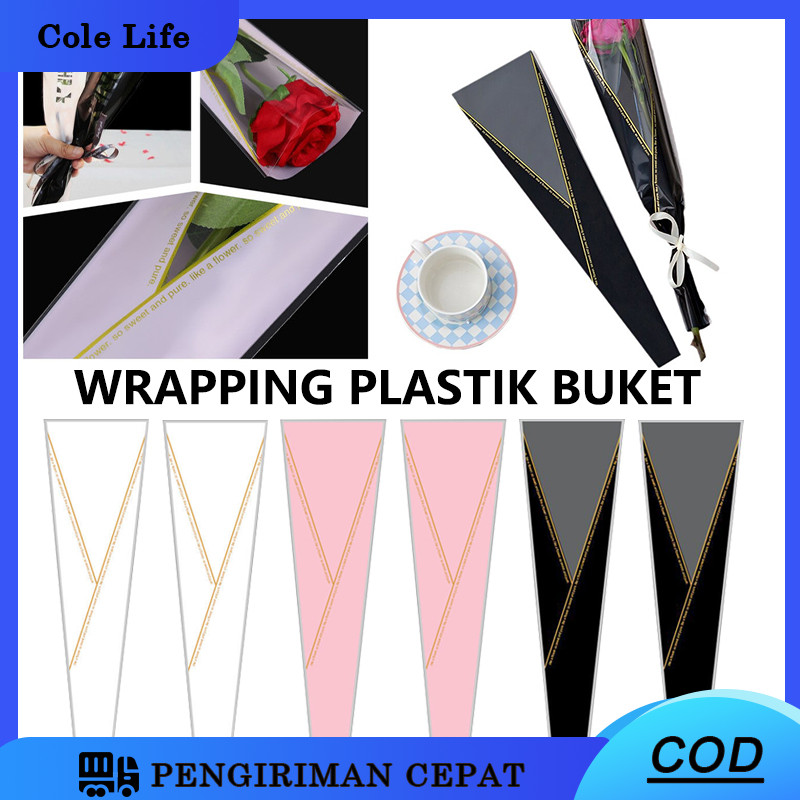 

50 Pcs Plastik Bungkus Bunga / Kertas Pembungkus Buket Satu Bunga Mawar