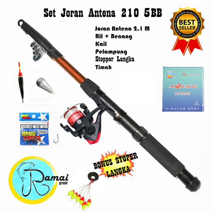 SET ALAT PANCING TERMURAH DENGAN JORAN ANTENA 210 TERBAIK KEKUATAN 5KG