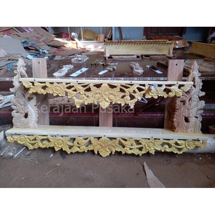 jagrak keris tempel tembok ukir naga kembar ukir bunga KJ56543