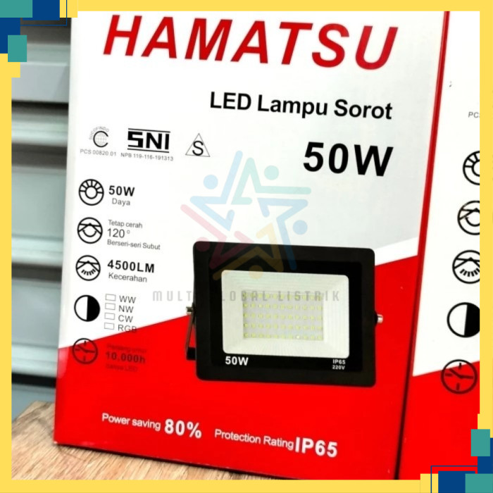 Kap Lampu Sorot LED 50 Watt / Lampu Tembak LED 50 Watt Aliteco - HAMATSU 50 PUTI