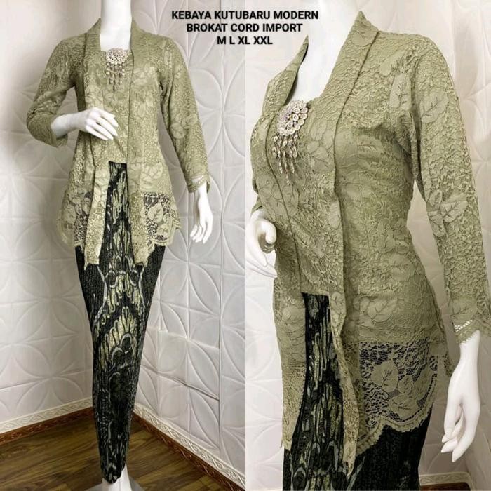 

Atasan Kebaya Brokat Modern Baju Kondangan Kutubaru Lengan Panjang Wanita Dewasa Batik Setelan - Marun, Atasan Saja M