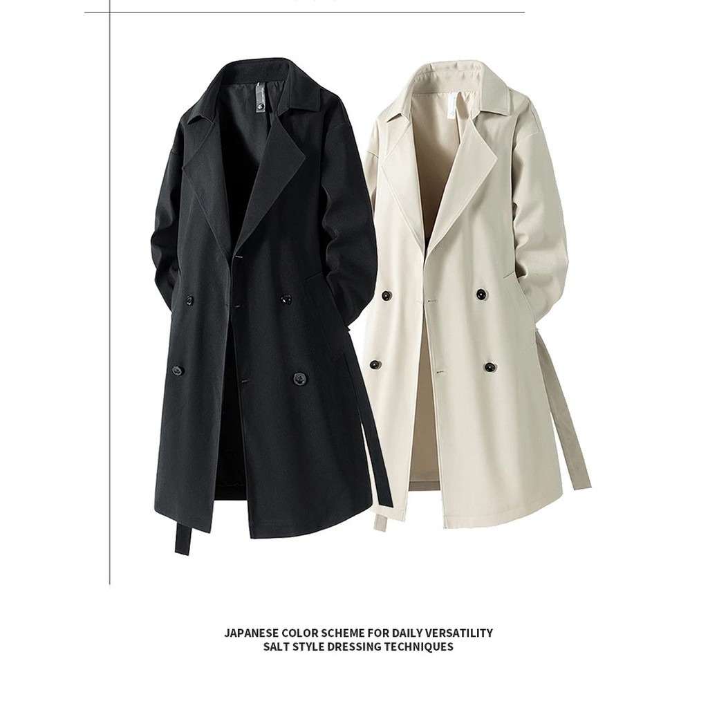 Long Coat Pria Jas Panjang Musim Dingin Kekinian / Jaket Blazer Korea Panjang Pria Warna Hitam