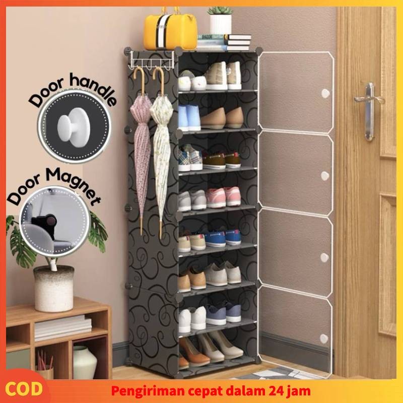 Mojito Rak Sepatu Anti Debu Rak Sepatu Tertutup 8 Layer Tebal Rak Sepatu Portable Serbaguna Kotak Se