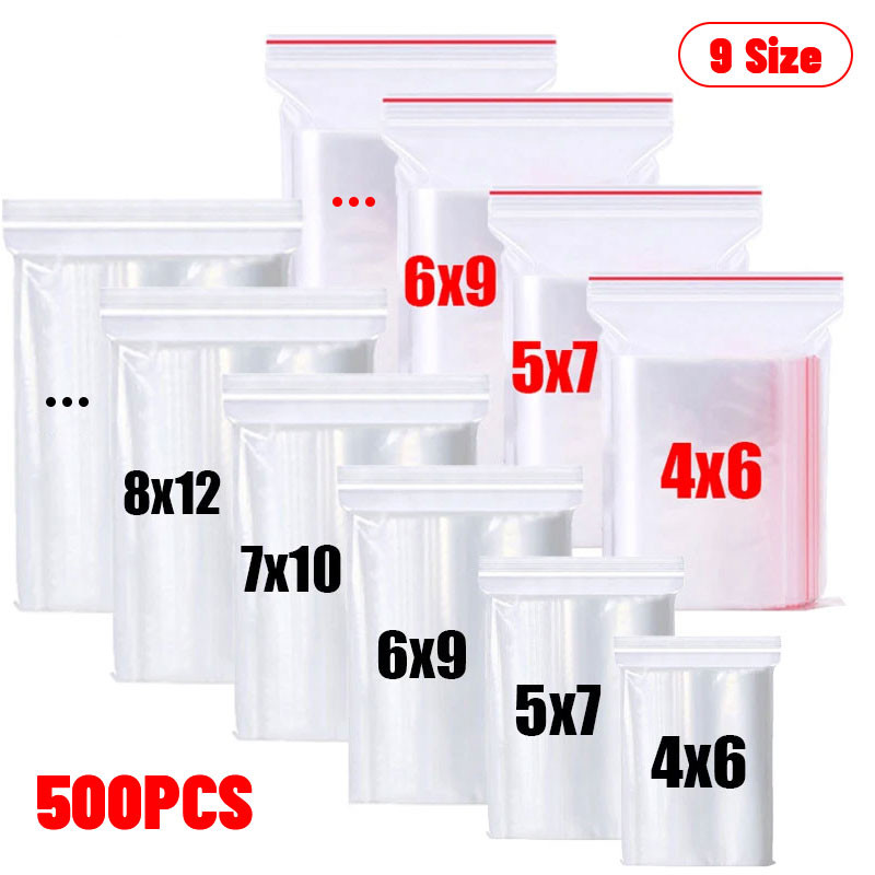 

100-500Pcs Small Zip Lock Plastic Bags Reclosable Transparent Bag Vacuum Storage Bag Clear Bags Ziplock Food Storage zip Bags