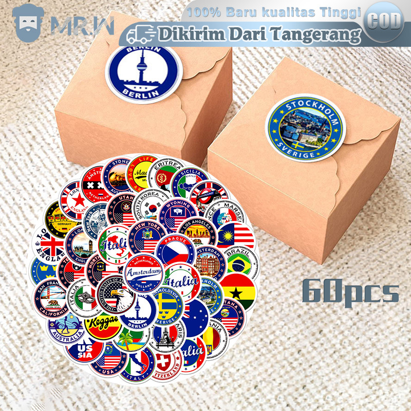 

Isi 60 Orld Travel Sticker Pack Series Sticker Laptop Koper