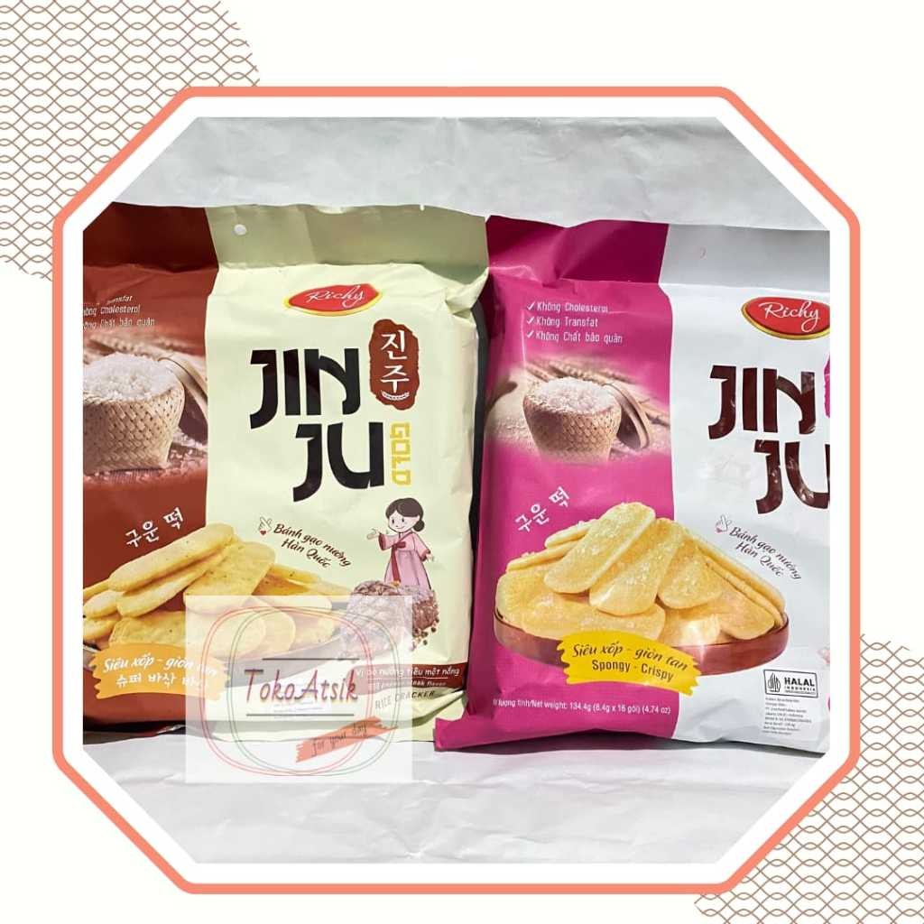 

JIN JU SNACK IMPORT RICHY JINJU RICE CRACKER 100 - 134 g, tersedia pack and ecer / pcs