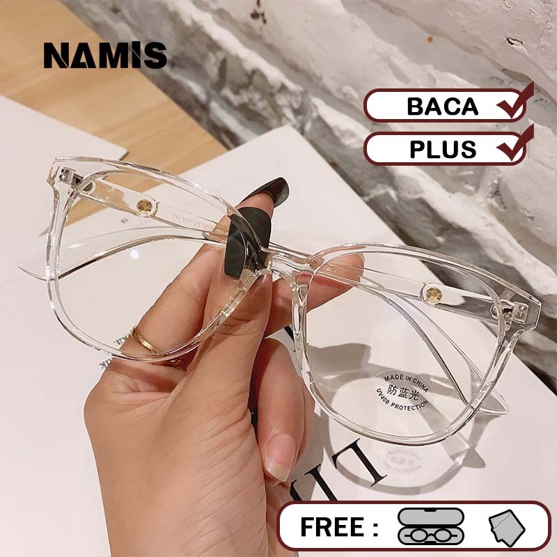 Namis Kacamata Baca Plus Anti Radiasi Blueray Wanita Pria Besar Frame Kaca Mata Optik 30041