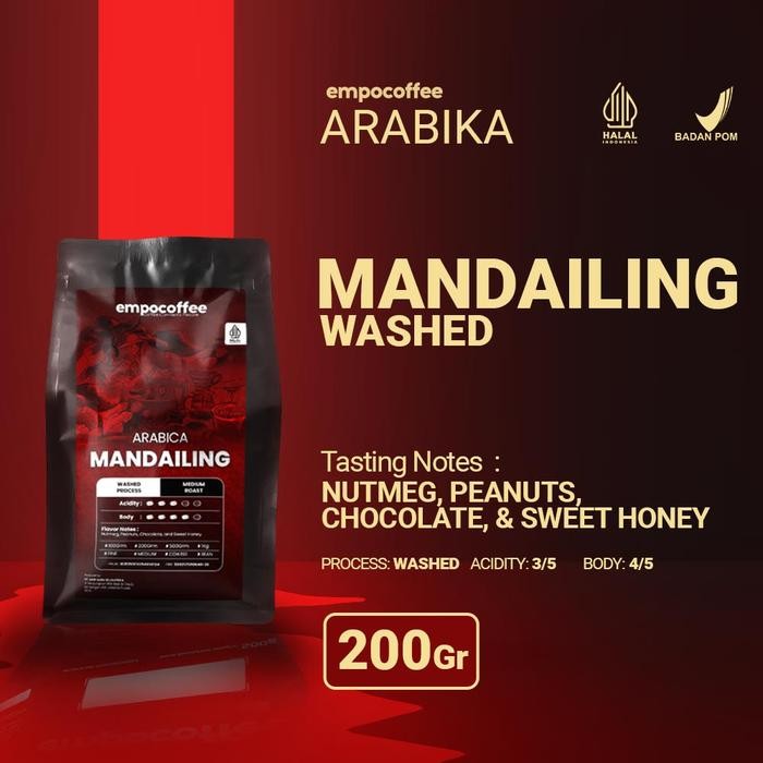 

Kopi Arabika Mandailing Sumatra Arabica Coffee Bean Coffe Beans 200 gr - Biji Kopi