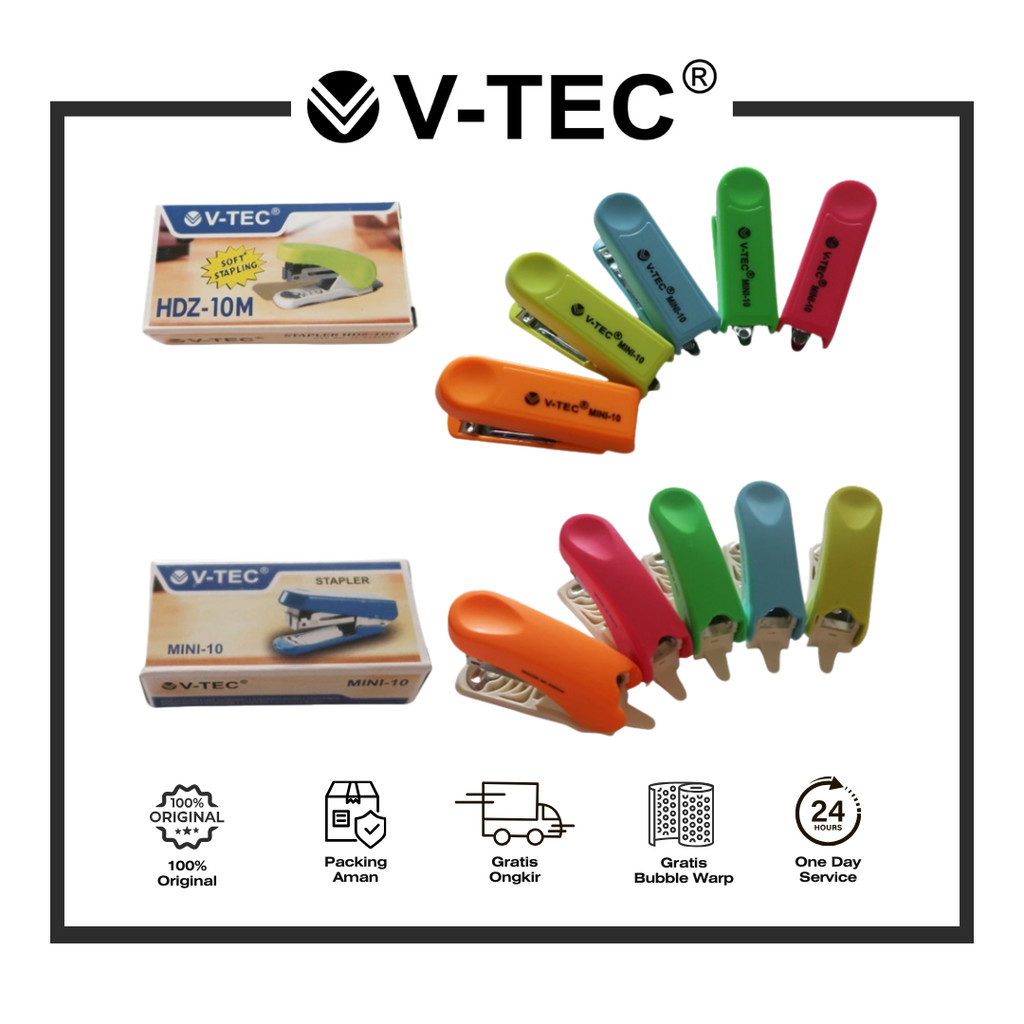 

V-TEC STEPLER MINI 10 / HDZ 10 WARNA PASTEL MIX COLOUR