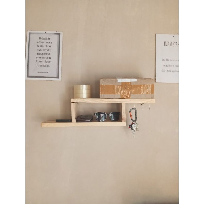 Rak Dinding Tv /Gantungan Serbaguna Kayu Jati Belanda 60cm