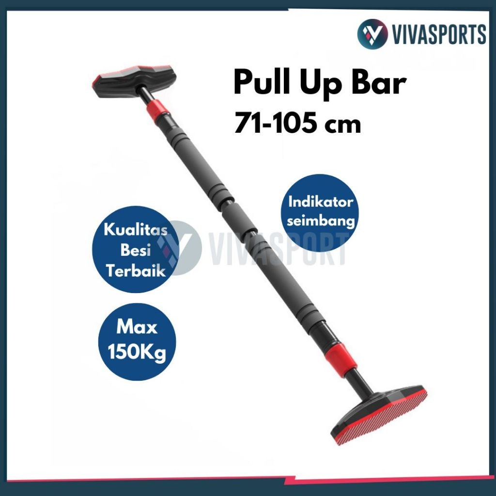 VIVASPORTS - Pull Up Bar Dinding Alat Tiang Pull Up Pintu 70-105 CM