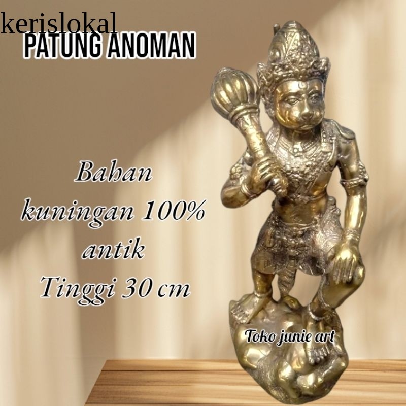 Patung anoman Hanoman Emas Gold Kuningan 31 Cm - Koleksi Barang Antik Dewa Anoman Kera Putih KL14