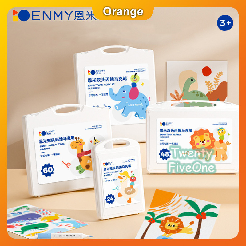 

Pensil Cat Akrilik Set 36/48/60/80 Warna Pensil Cat Ganda Penjuru Yang Tahan Air Alat Lukis Seni Rupa