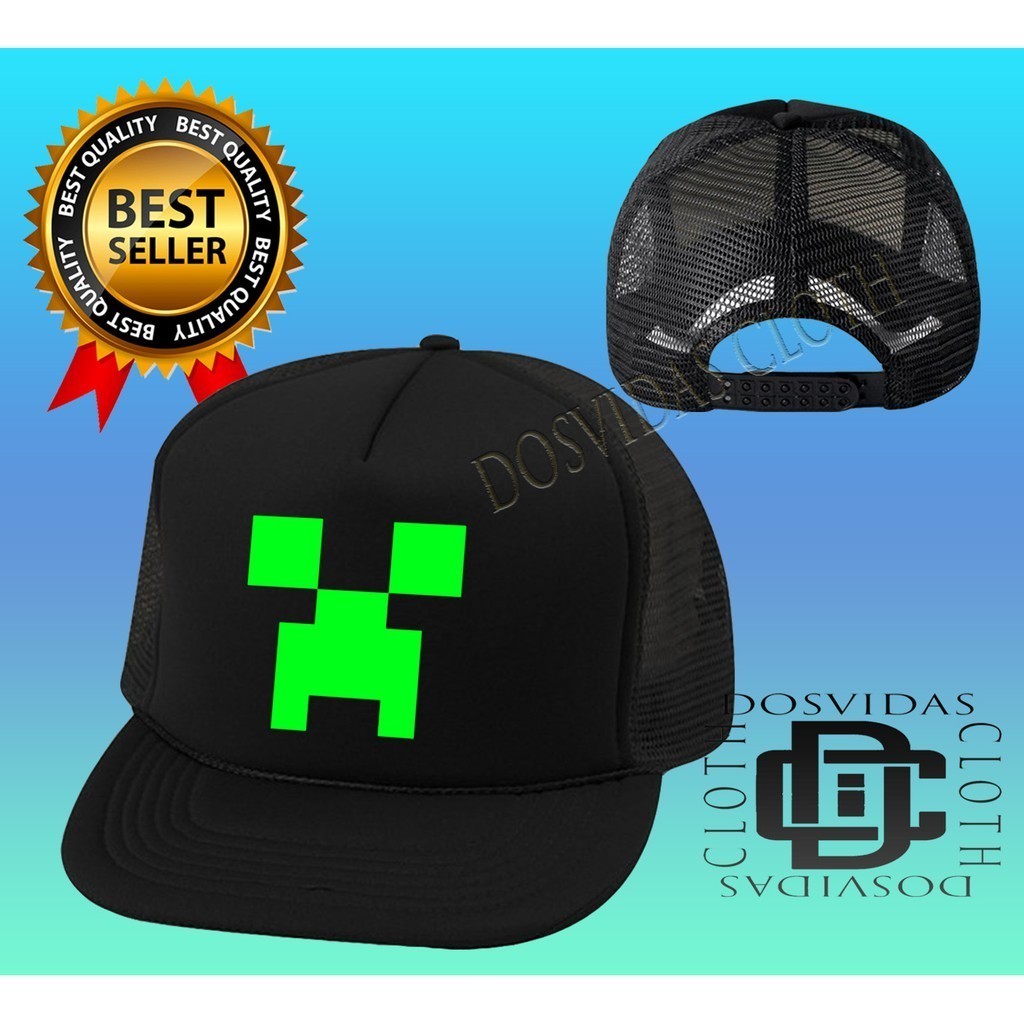 BERKUALITAS Topi Trucker Jaring MINE CRAFT Keren Pria Wanita CREEPER MINECRAFT