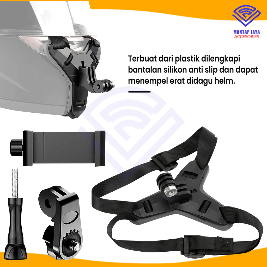RJ2 [COD] TALI MOUNT STRAP BRACKET HELM FULL FACE MOTOVLOG PAKETAN FOR ACTION CAM GO PRO /
