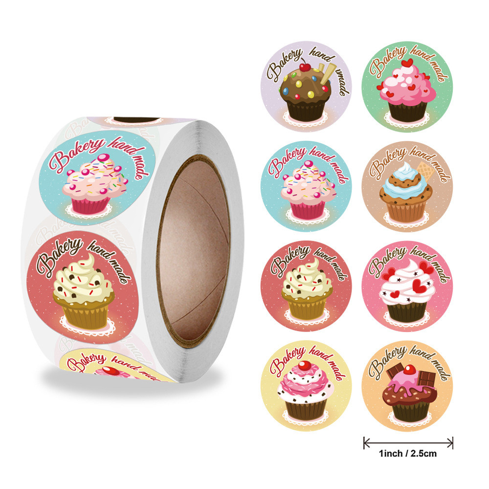 

100-500pcs Stickers Stylish Donut Stickers 8 Designs Delicious Looking Handmade white labels stickers for Cake bread baking