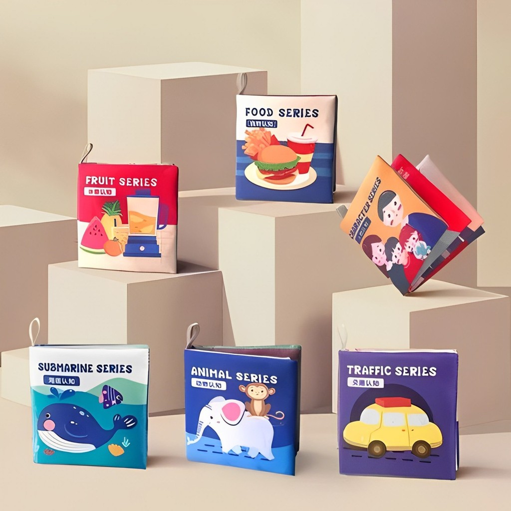 Buku Bayi 0-6 Bulan - Soft Book Edukasi Newborn, Buku Bantal Kain untuk Mainan Bayi 6-12 Bulan