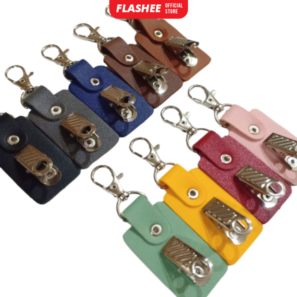 

Flashee Jepit Tali ID Card Holder Tali Jepit Lanyard Warna Warni Kulit PU Leather Sintetis 1Pcs