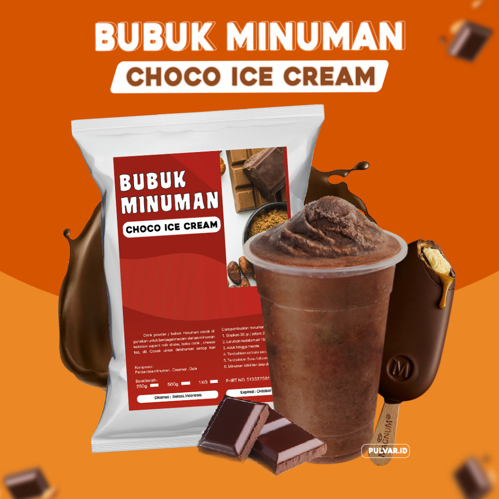 

BUBUK MINUMAN RASA CHOCO ICE CREAM / SERBUK MINUMAN CHOCO ICE CREAM / BUBUK BOBA RASA CHOCO ES CREAM