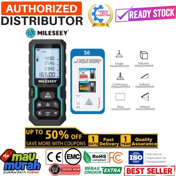 Mileseey S6 Meteran Laser Digital Laser Pengukur Jarak 40M 50M 60M 80M 100M 120M Rangefinder - 40M