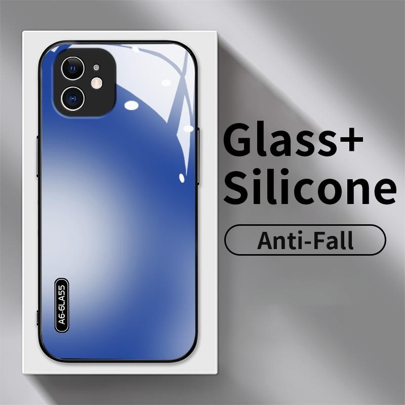 Kaca Glass Case For OnePlus Nord N20 SE Silikon Back Cover Artistik Gradient Hard Case