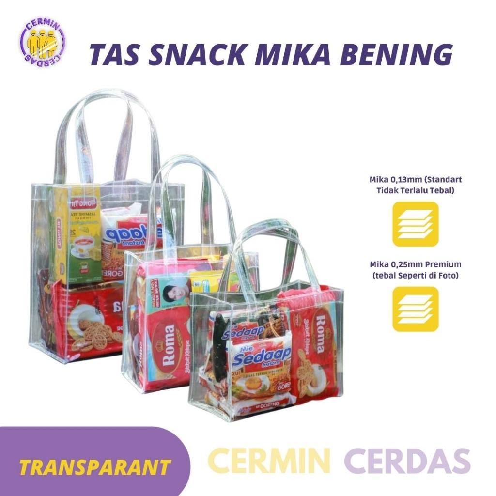 

COD Tas Snack Mika Bening Transparant Tebal Souvenir Ulang Tahun Hampers Acara Hajatan